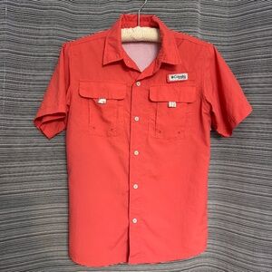 Columbia Kids PFG Omni-Shade Orange Short Sleeve Shirt Size Large